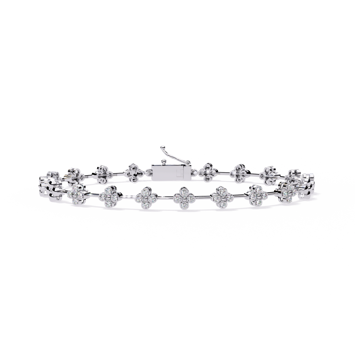 Reverra 14K Floral Diamond Tennis Bracelet, CTTW-0.23