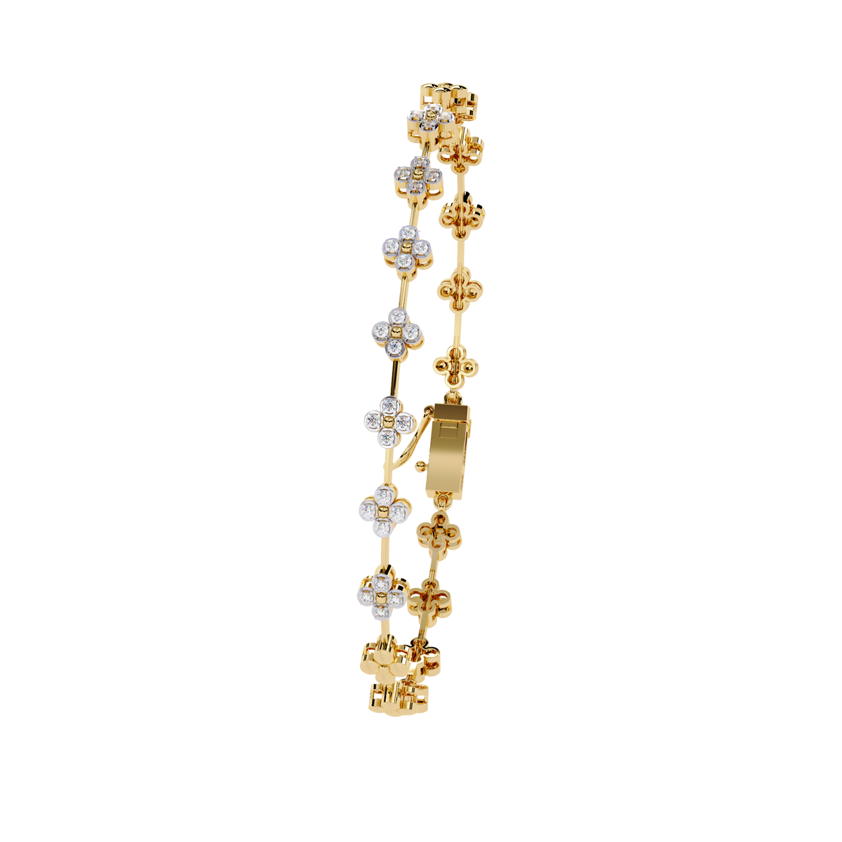 Reverra 14K Floral Diamond Tennis Bracelet, CTTW-0.23