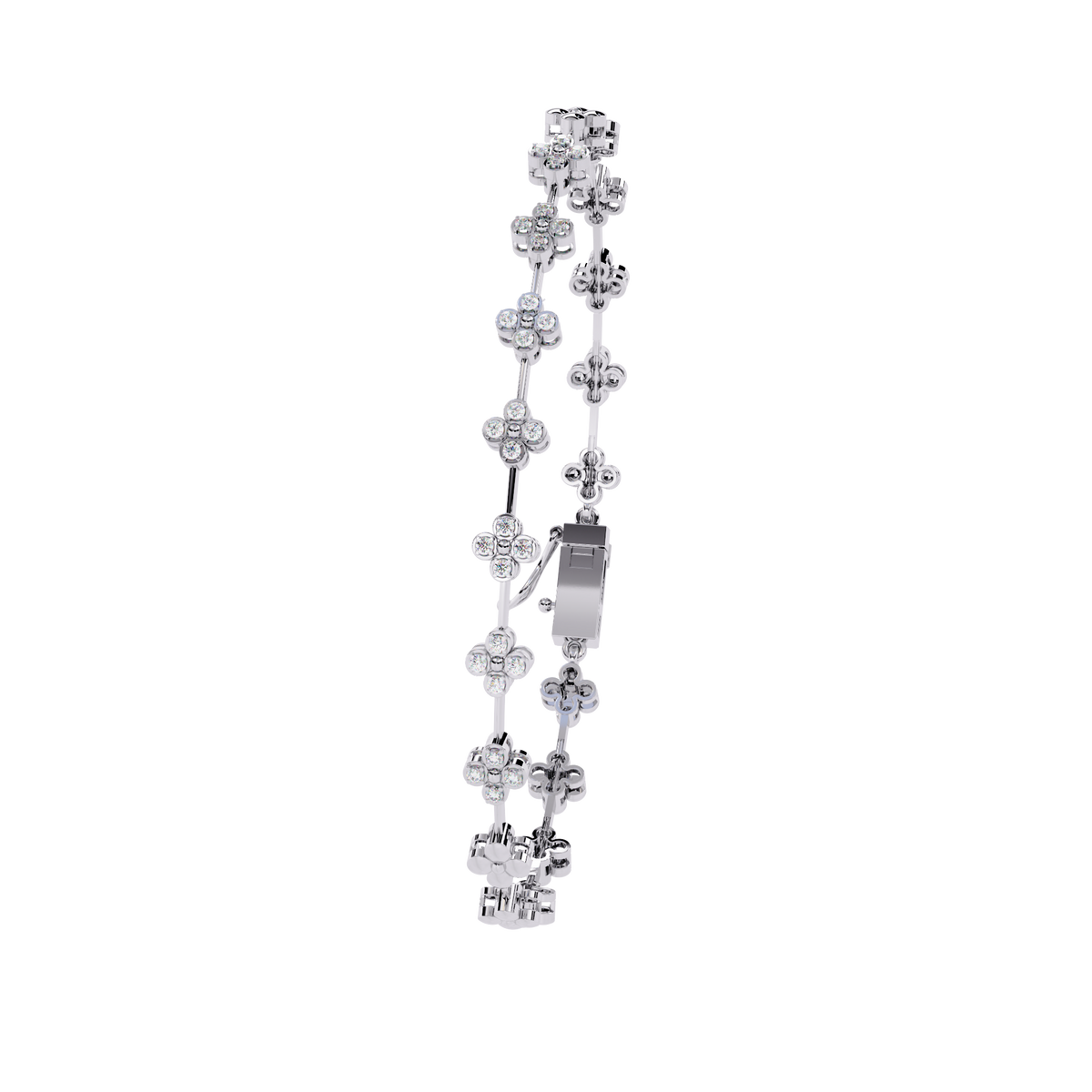 Reverra 14K Floral Diamond Tennis Bracelet, CTTW-0.23
