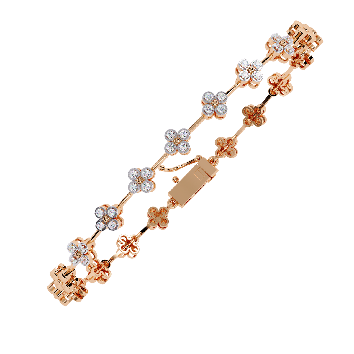 Reverra 14K Floral Diamond Tennis Bracelet, CTTW-0.23