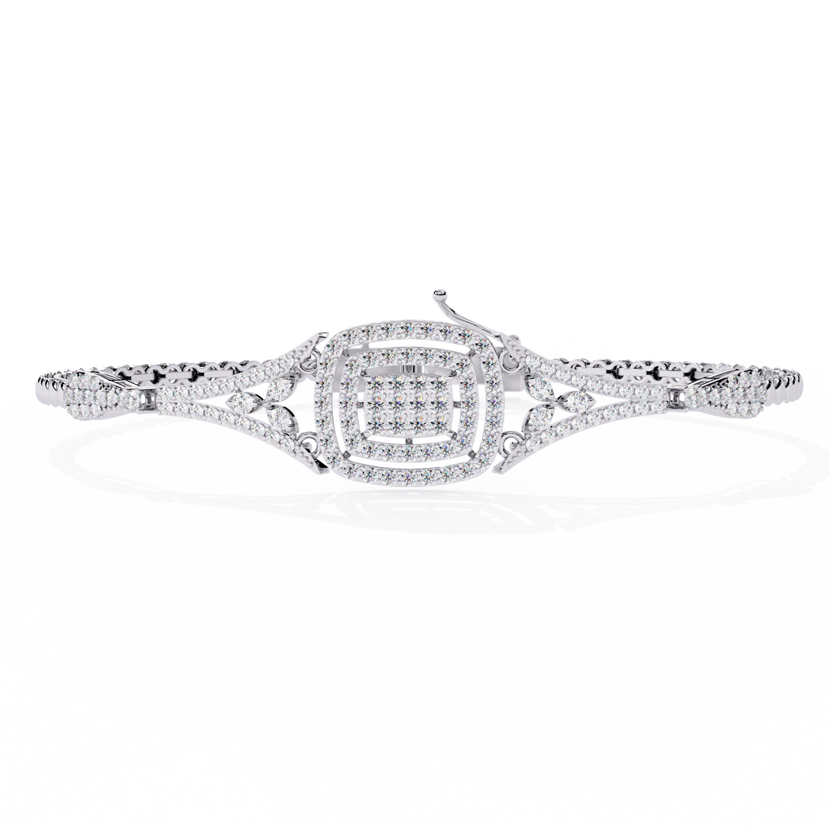 Reverra 14K Cushion Diamond Flexi Bracelet, CTTW-1.07