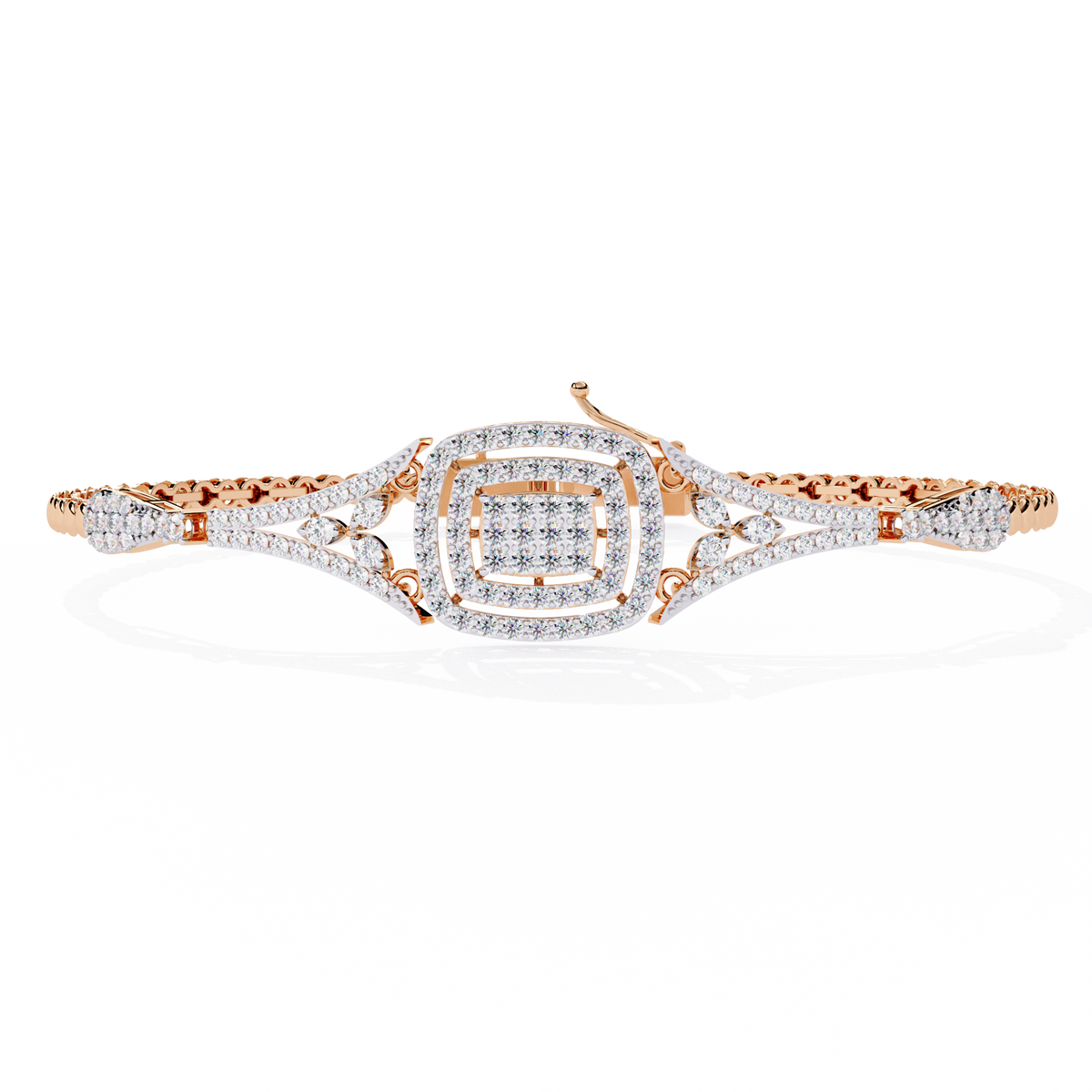 Reverra 14K Cushion Diamond Flexi Bracelet, CTTW-1.07