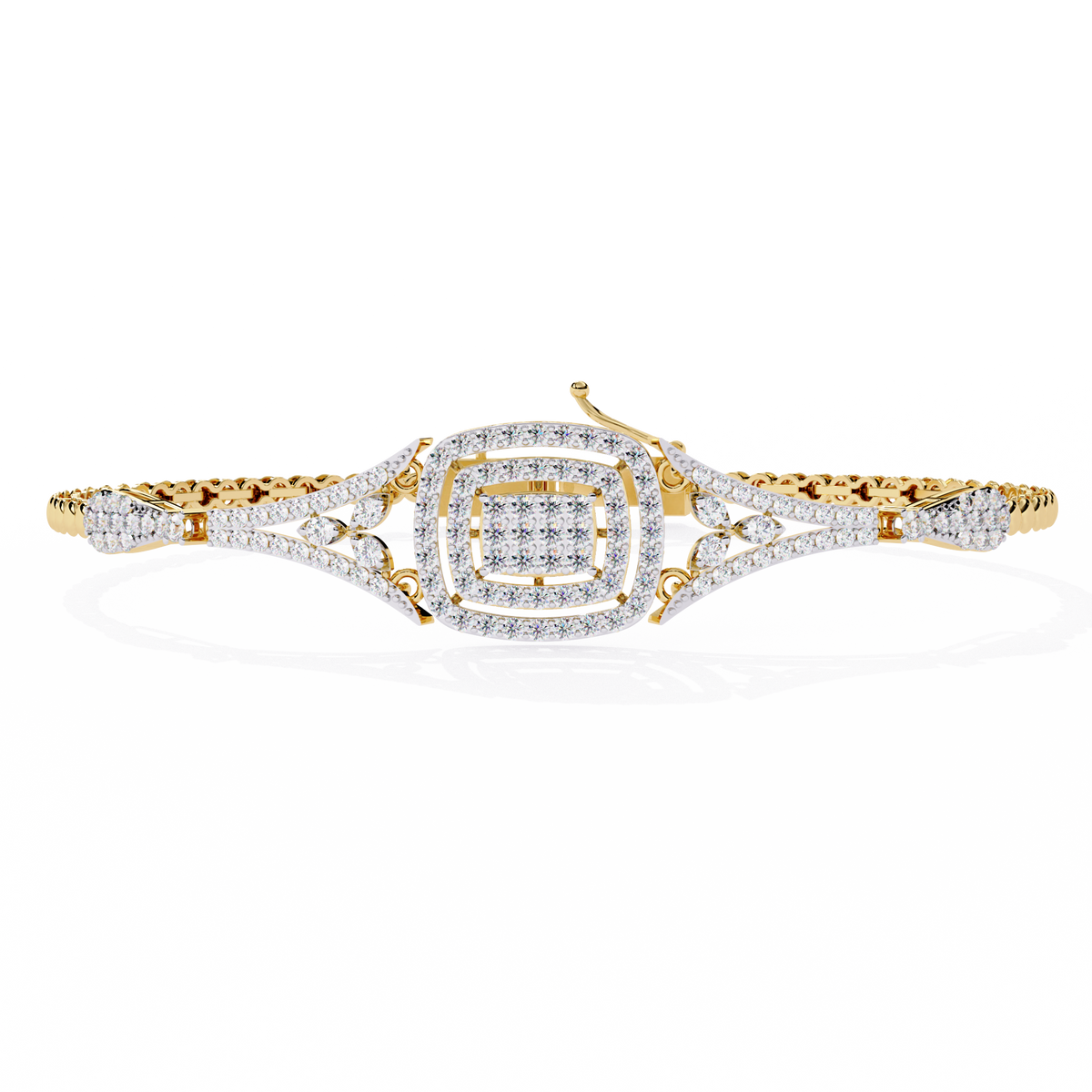 Reverra 14K Cushion Diamond Flexi Bracelet, CTTW-1.07