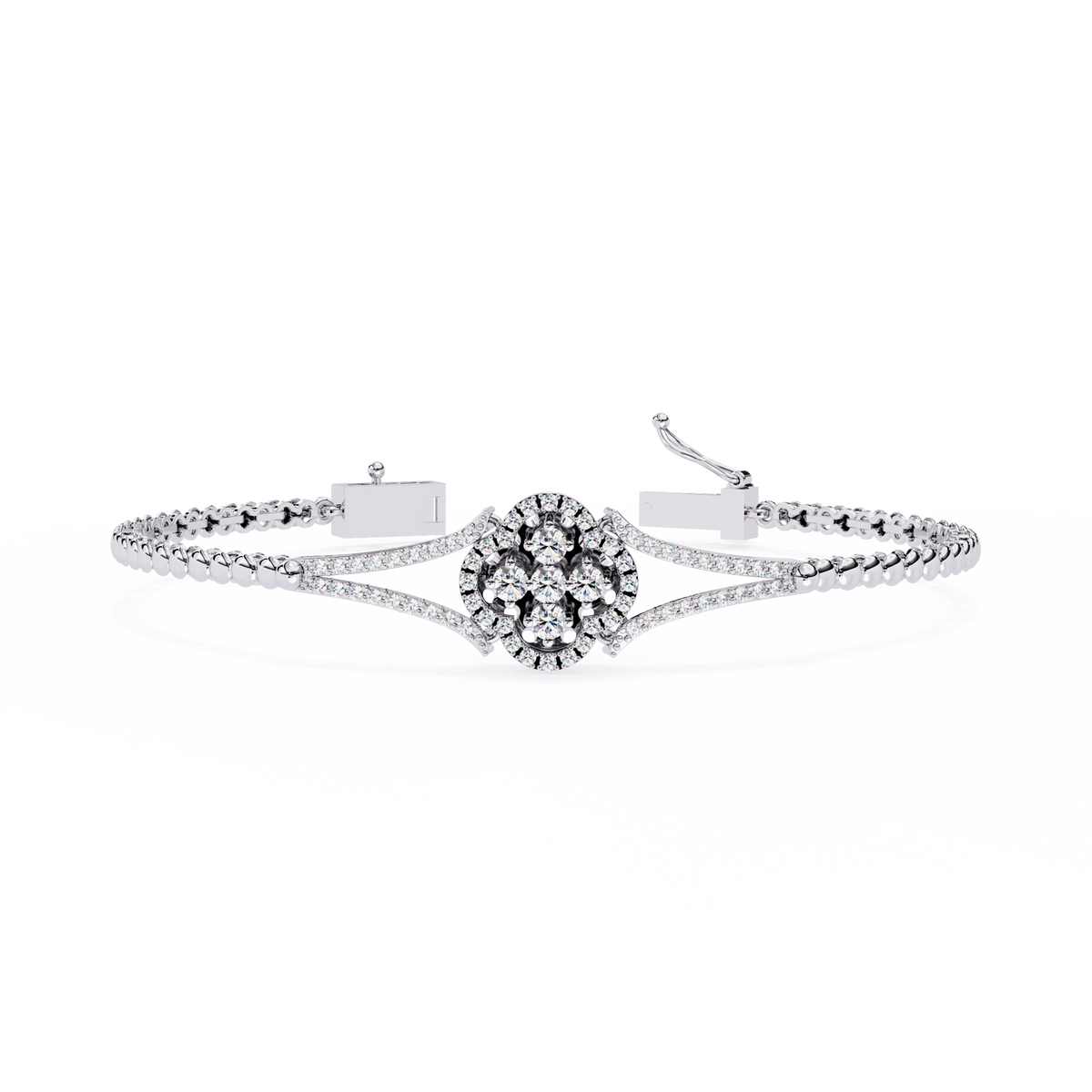 Reverra 14K Round Cluster Diamond Flexi Bracelet, CTTW-0.5