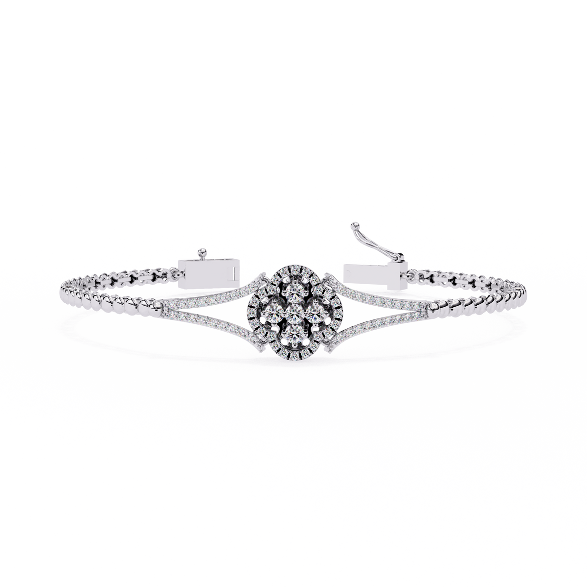 Reverra 14K Round Cluster Diamond Flexi Bracelet, CTTW-0.5