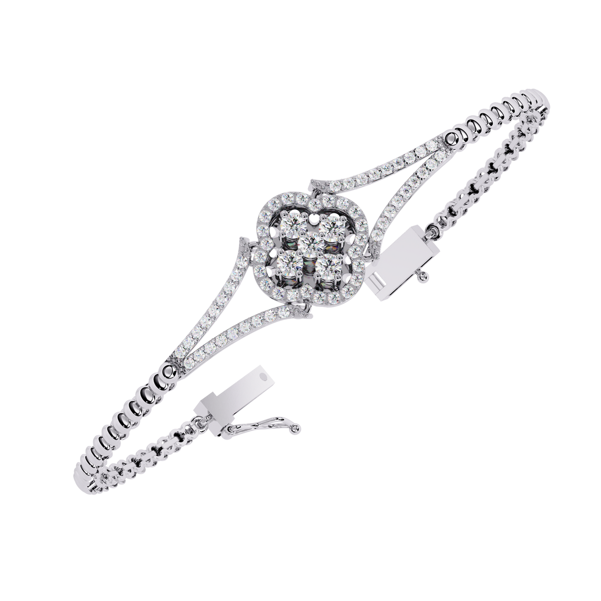 Reverra 14K Round Cluster Diamond Flexi Bracelet, CTTW-0.5