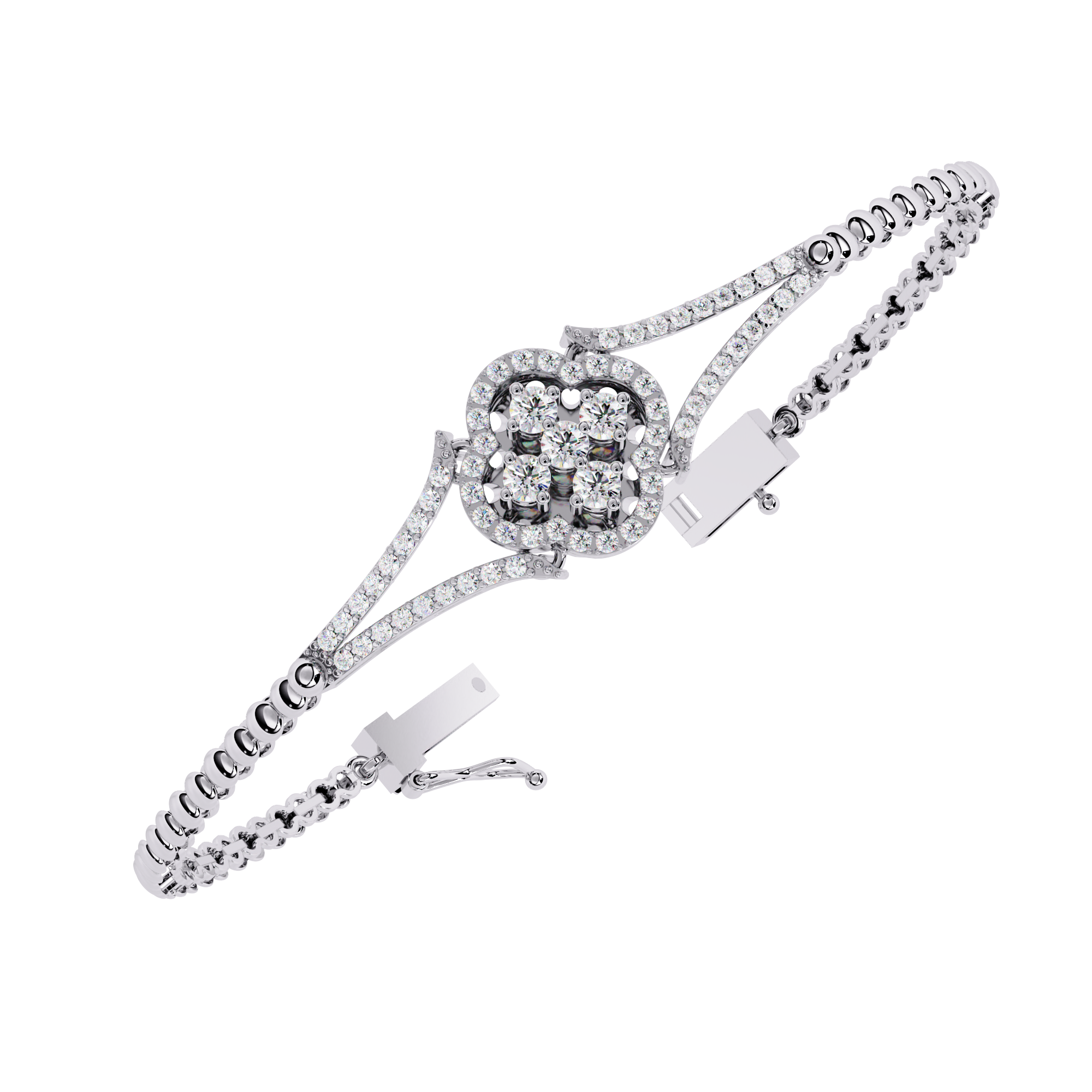 Reverra 14K Round Cluster Diamond Flexi Bracelet, CTTW-0.5