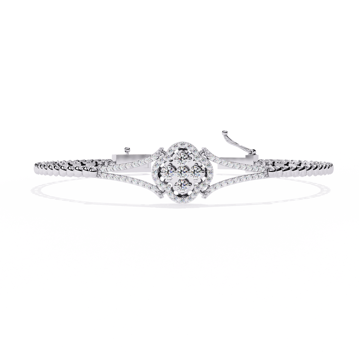 Reverra 14K Round Cluster Diamond Flexi Bracelet, CTTW-0.5