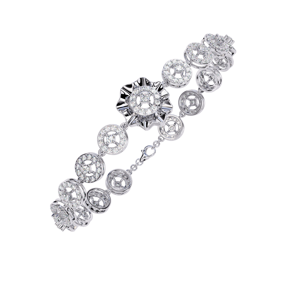 Reverra 14K Round Diamond Halo Bracelet, CTTW-2.16