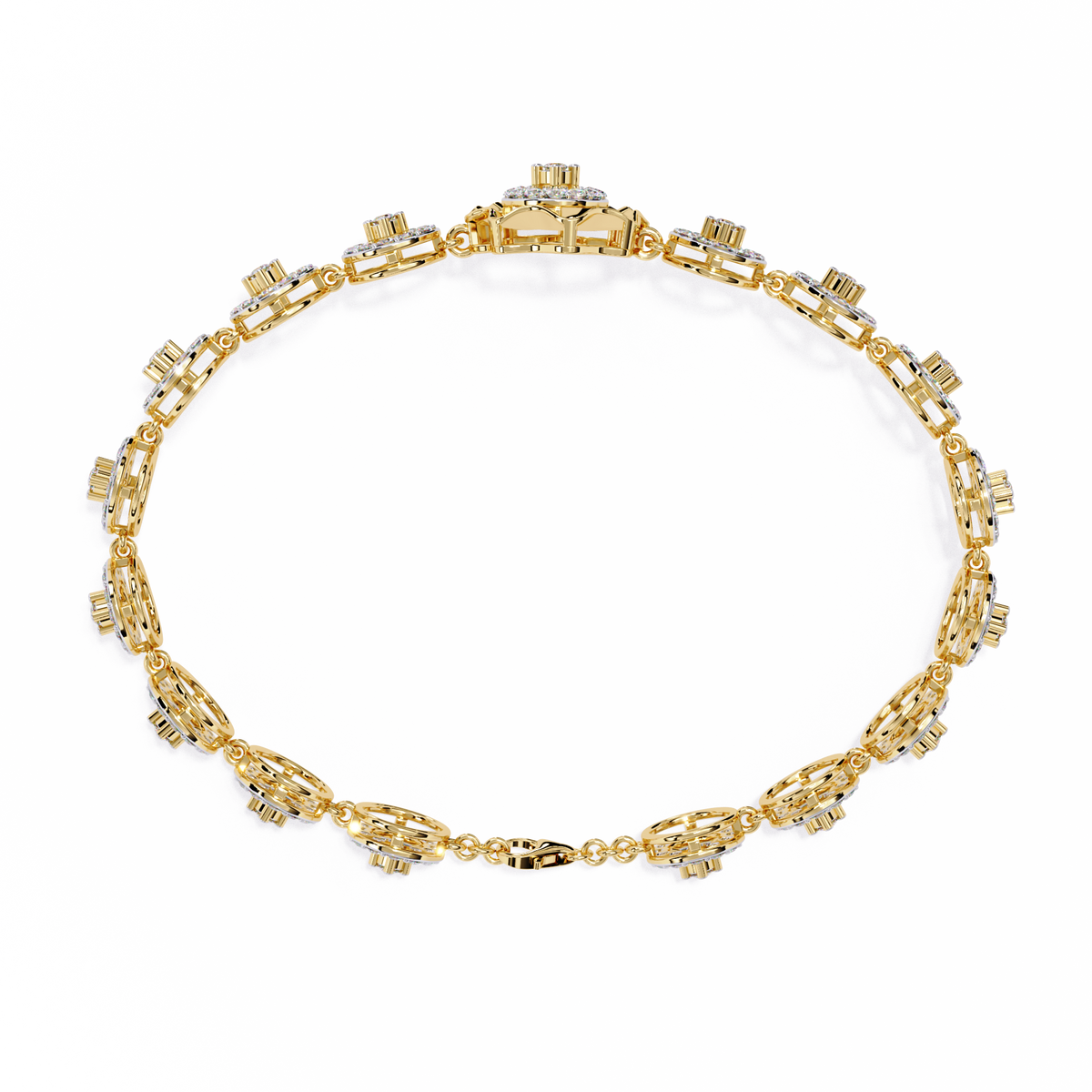 Reverra 14K Round Diamond Halo Bracelet, CTTW-2.16