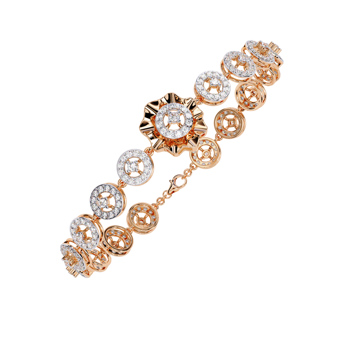Reverra 14K Round Diamond Halo Bracelet, CTTW-2.16