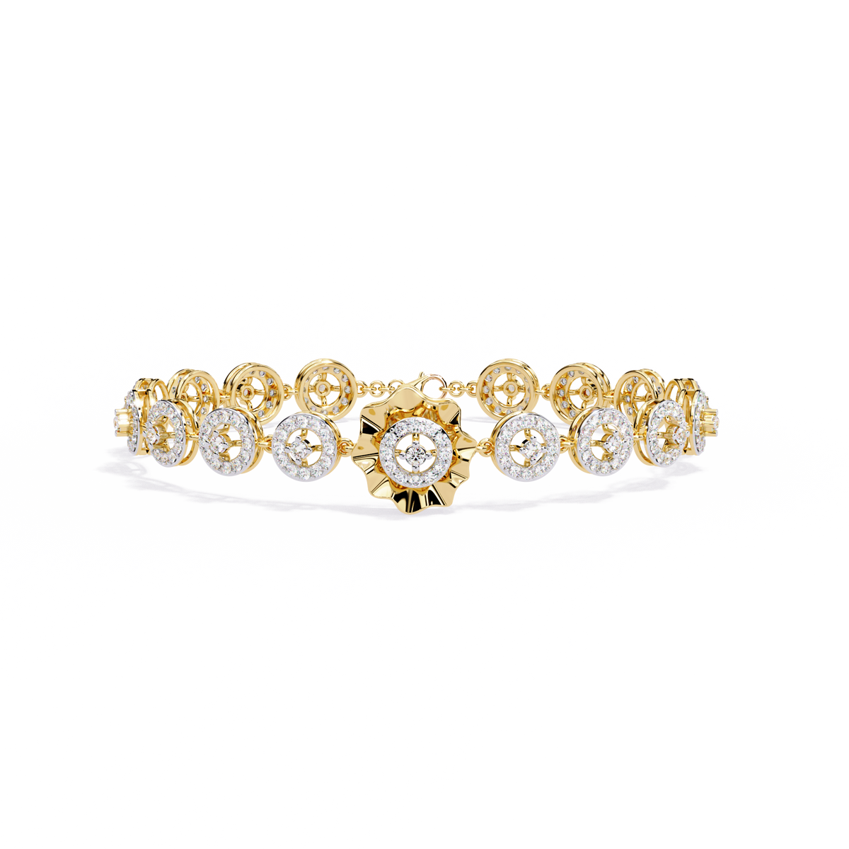 Reverra 14K Round Diamond Halo Bracelet, CTTW-2.16
