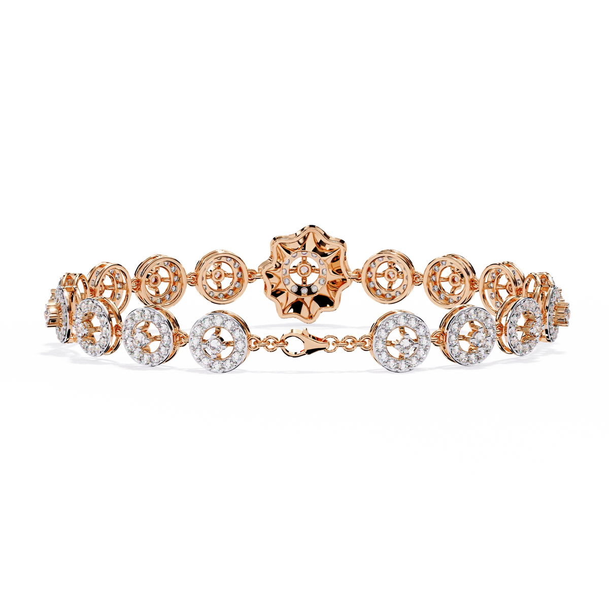 Reverra 14K Round Diamond Halo Bracelet, CTTW-2.16