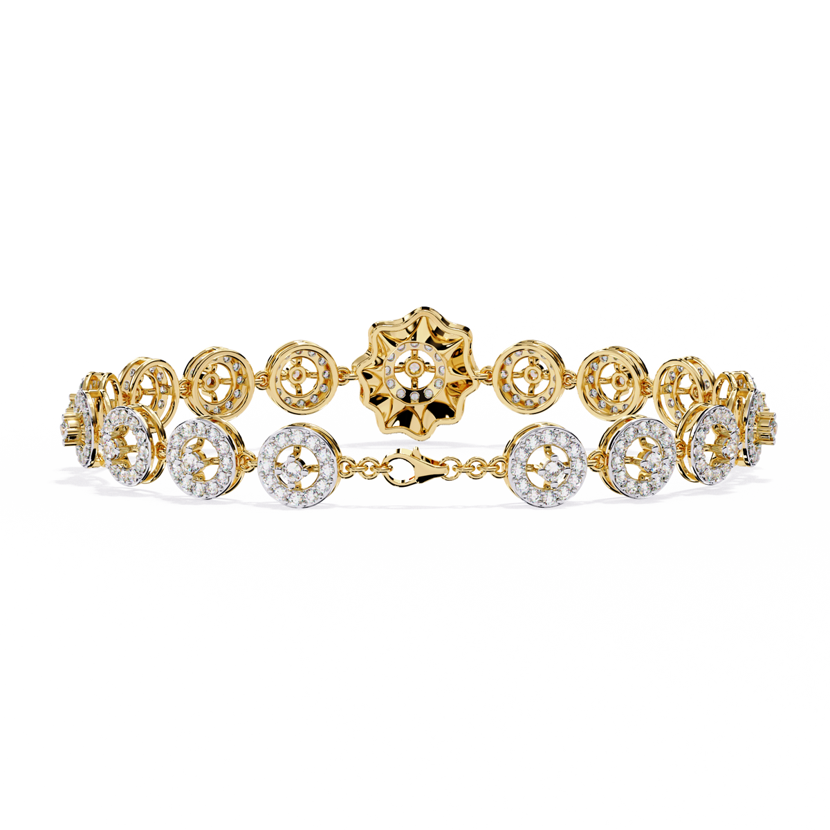 Reverra 14K Round Diamond Halo Bracelet, CTTW-2.16