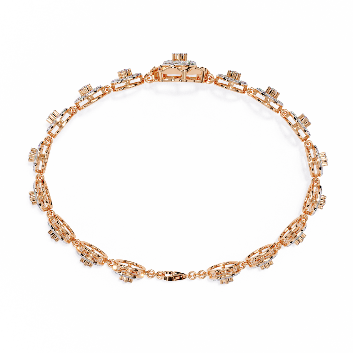 Reverra 14K Round Diamond Halo Bracelet, CTTW-2.16