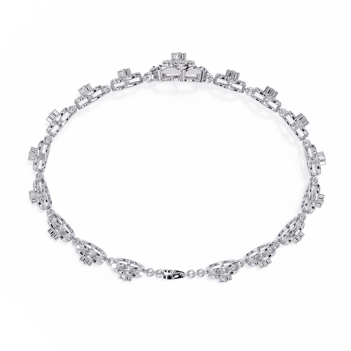 Reverra 14K Round Diamond Halo Bracelet, CTTW-2.16