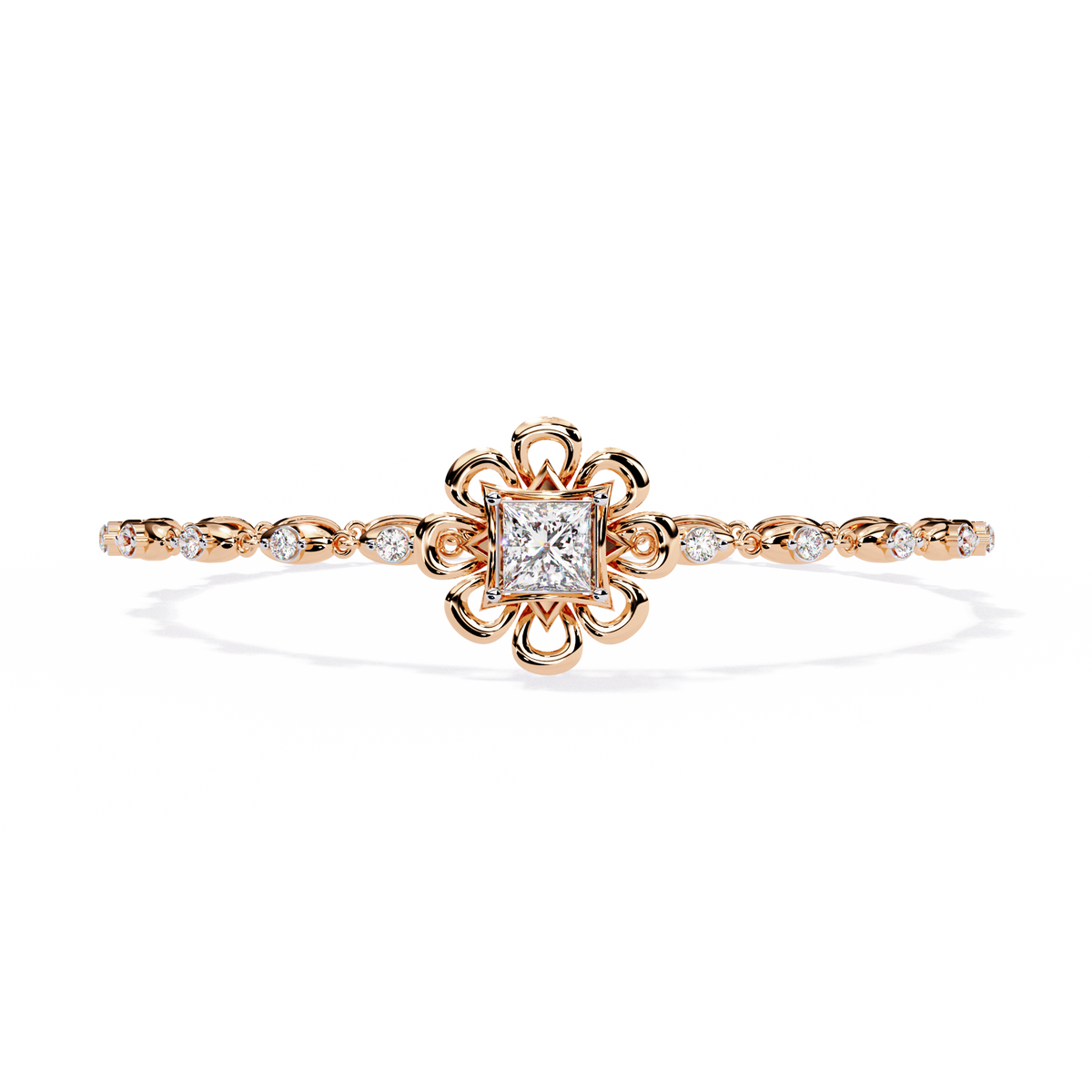 Reverra 14K Princess Diamond Floral Bracelet, CTTW-2.11