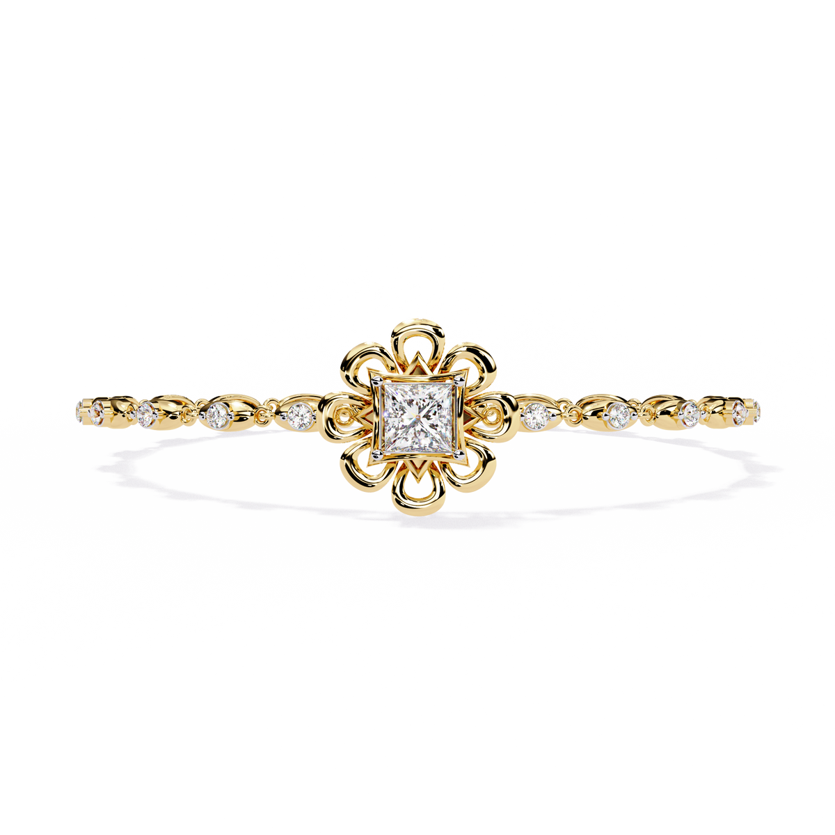 Reverra 14K Princess Diamond Floral Bracelet, CTTW-2.11