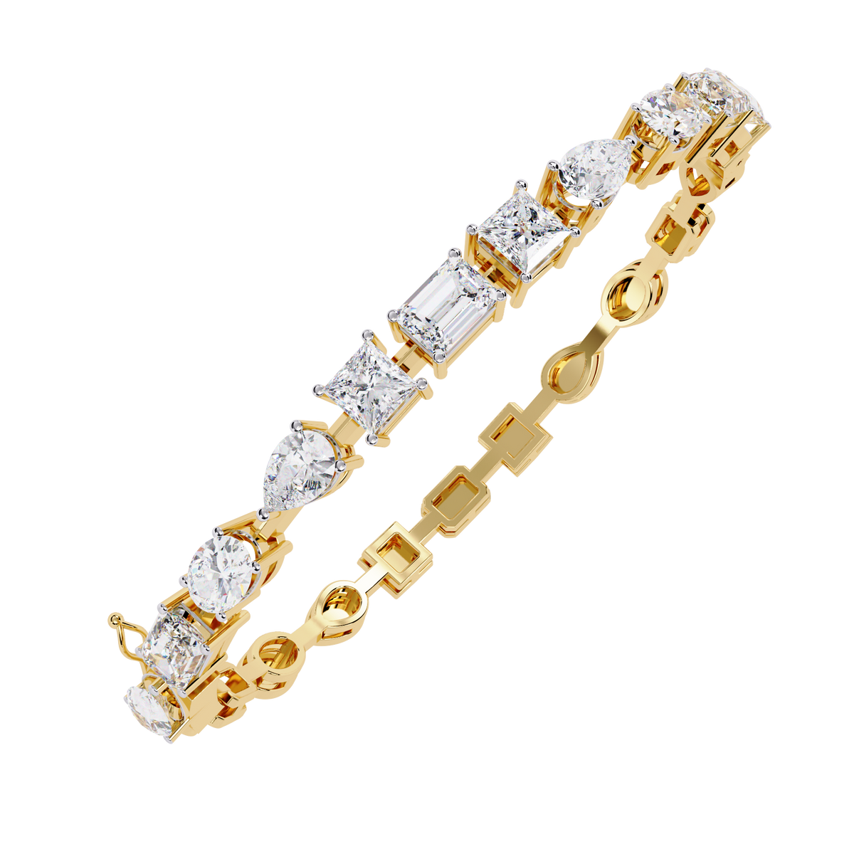 Reverra 14K Gold Irregular Round Lab Grown Diamond Tennis Bracelet for Women, CTTW-13.84