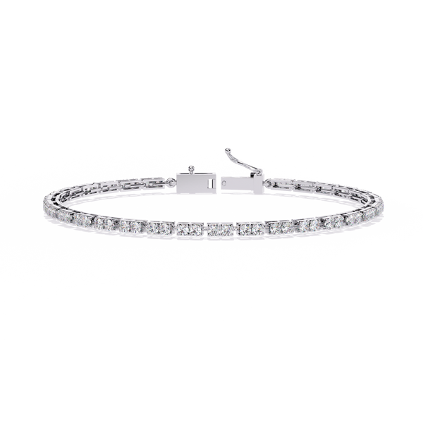 Reverra 14K Gold Round Lab Grown Diamond Circular Halo Fashion Bracelet for Women, CTTW-2.3