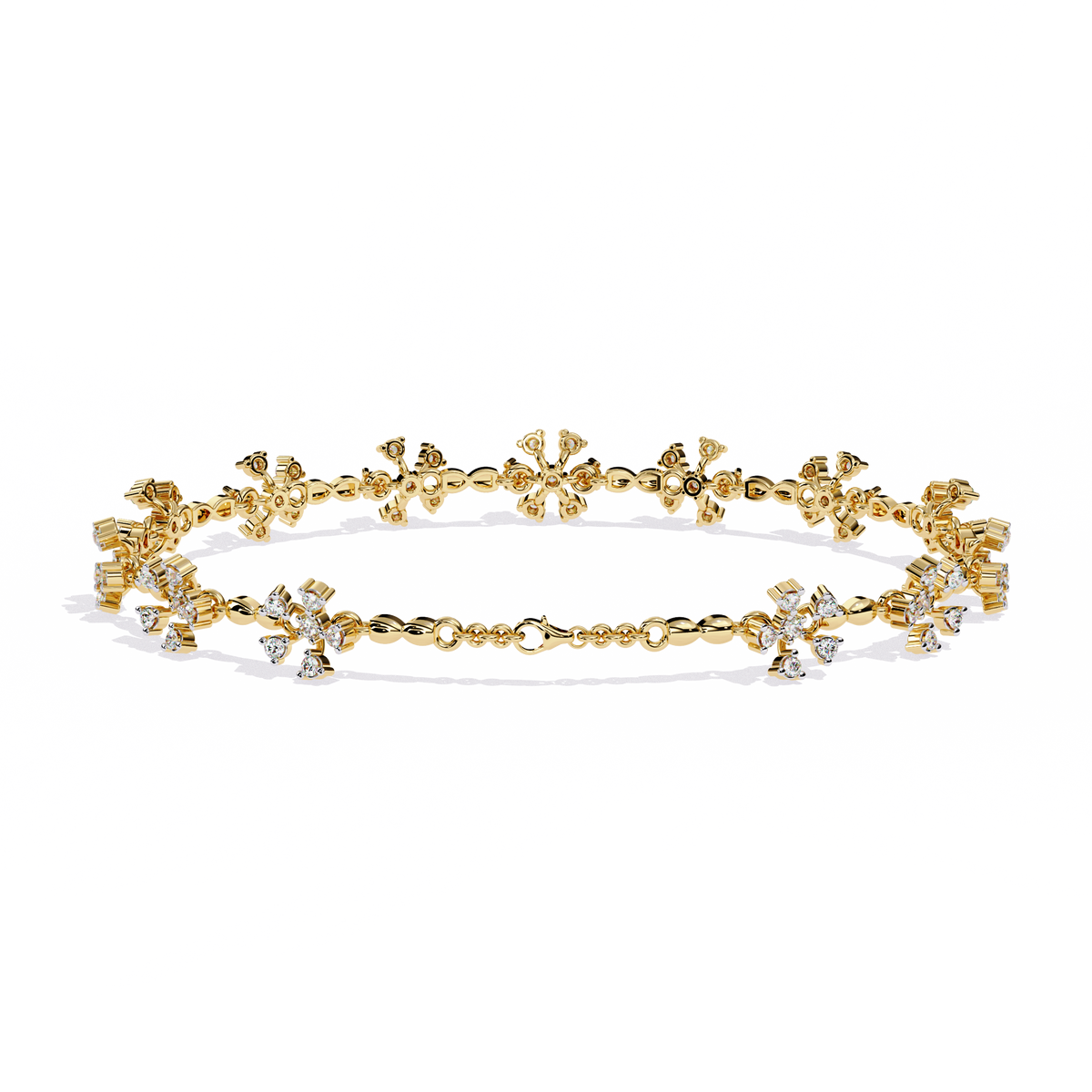 Reverra 14K Floral Cluster Diamond Fashion Bracelet, CTTW-0.91