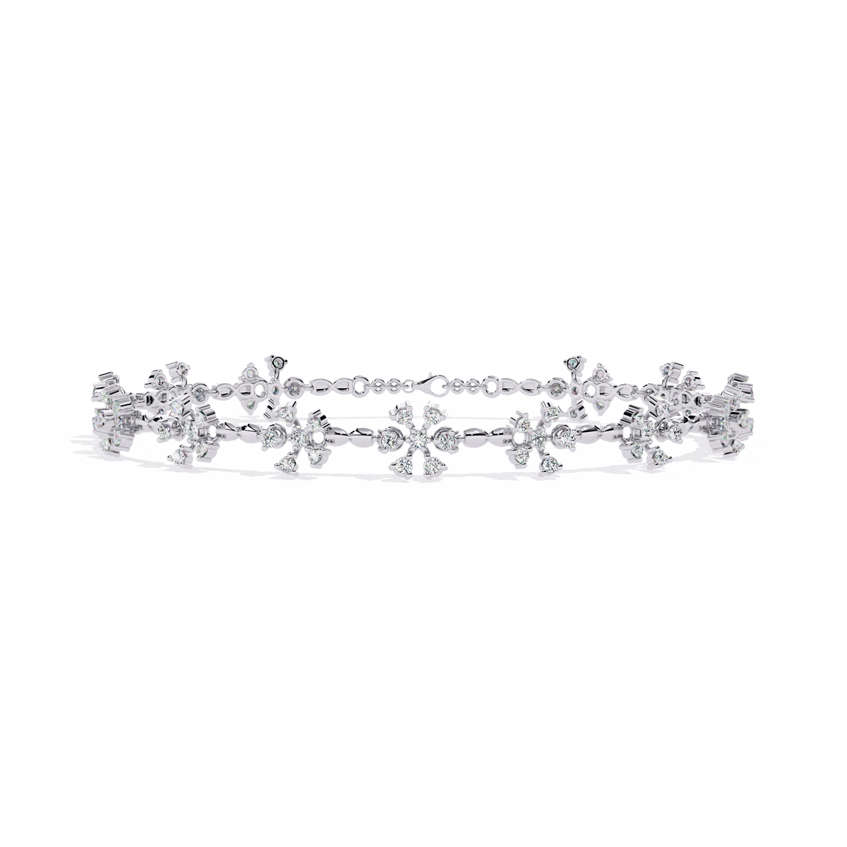 Reverra 14K Floral Cluster Diamond Fashion Bracelet, CTTW-0.91