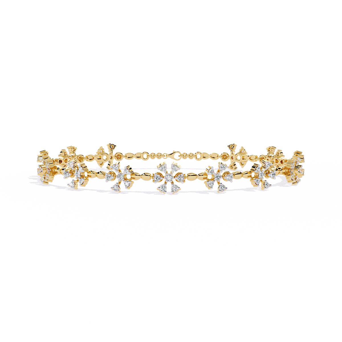 Reverra 14K Floral Cluster Diamond Fashion Bracelet, CTTW-0.91