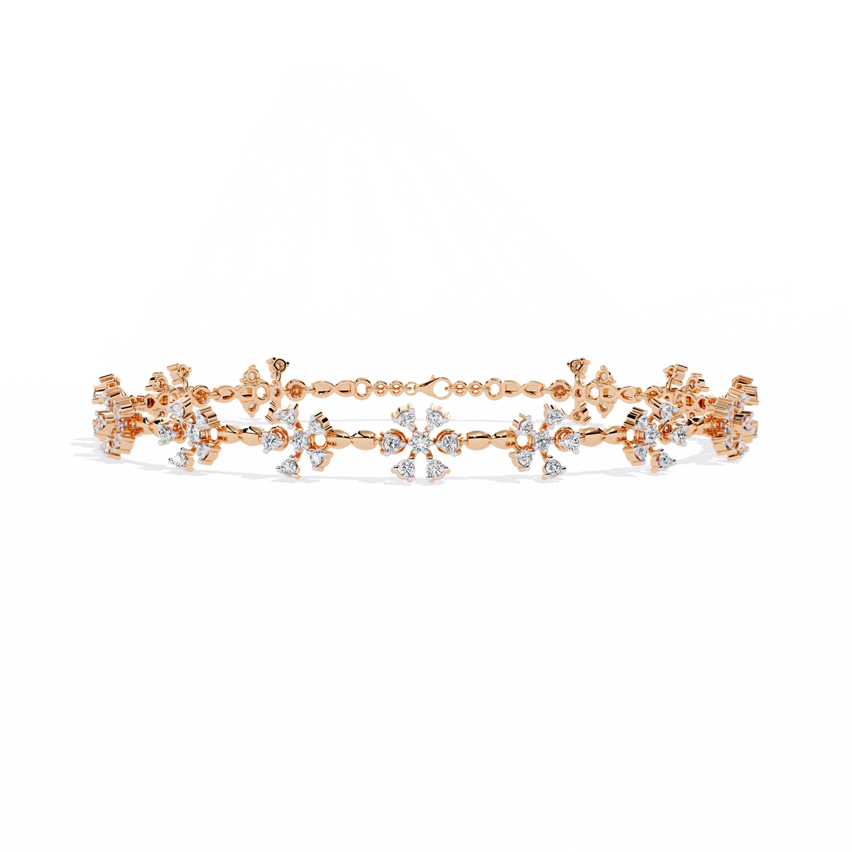 Reverra 14K Floral Cluster Diamond Fashion Bracelet, CTTW-0.91