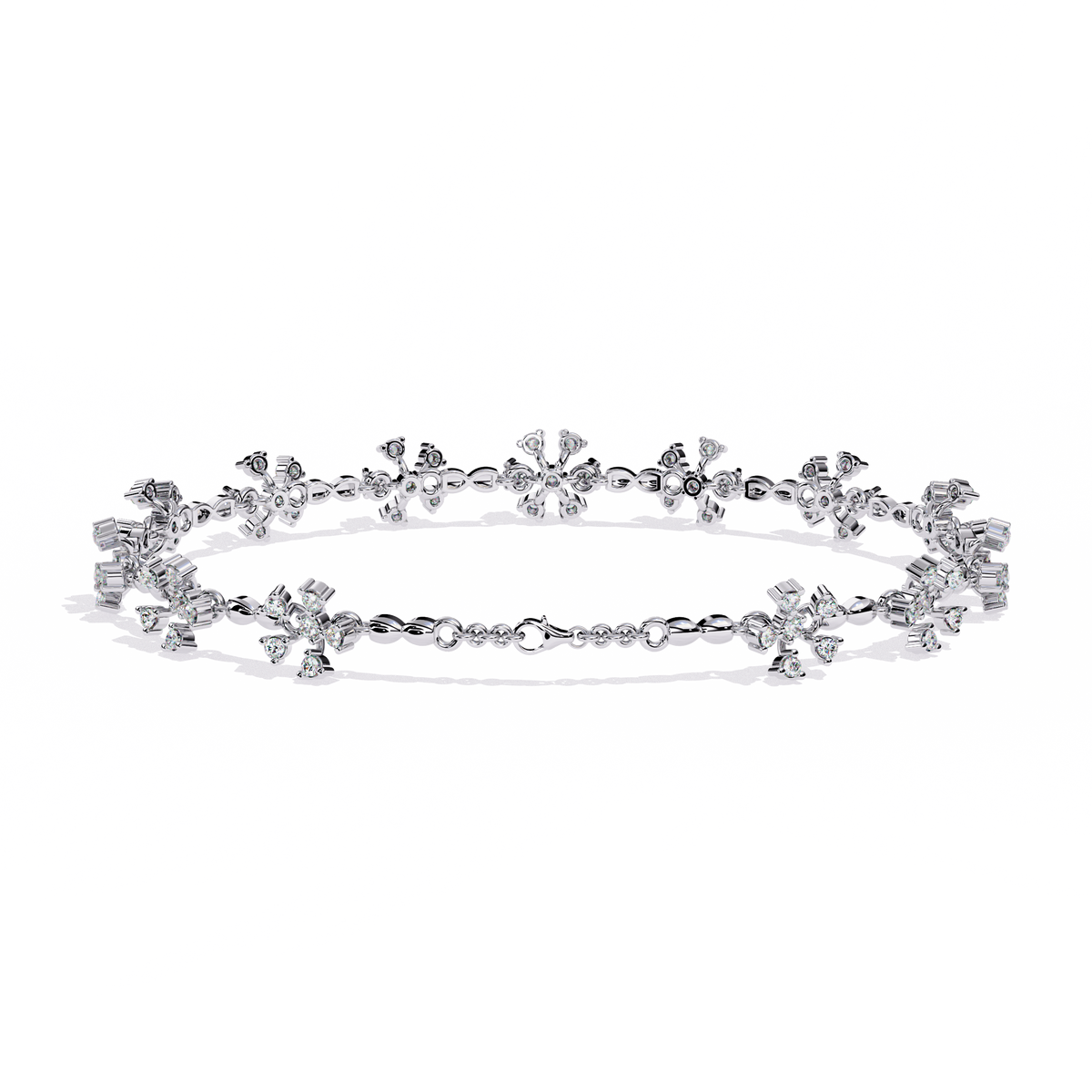 Reverra 14K Floral Cluster Diamond Fashion Bracelet, CTTW-0.91