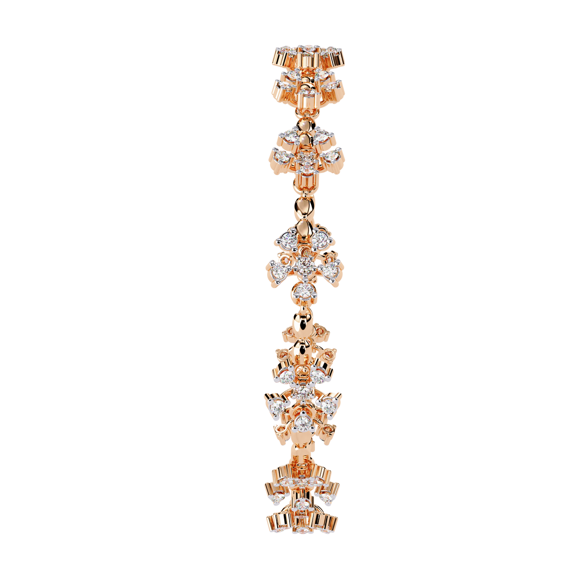 Reverra 14K Floral Cluster Diamond Fashion Bracelet, CTTW-0.91
