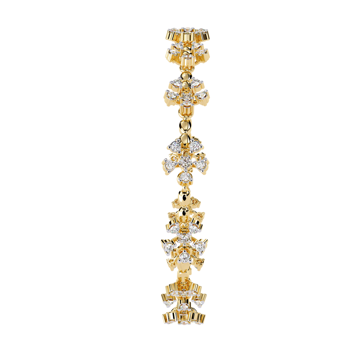 Reverra 14K Floral Cluster Diamond Fashion Bracelet, CTTW-0.91