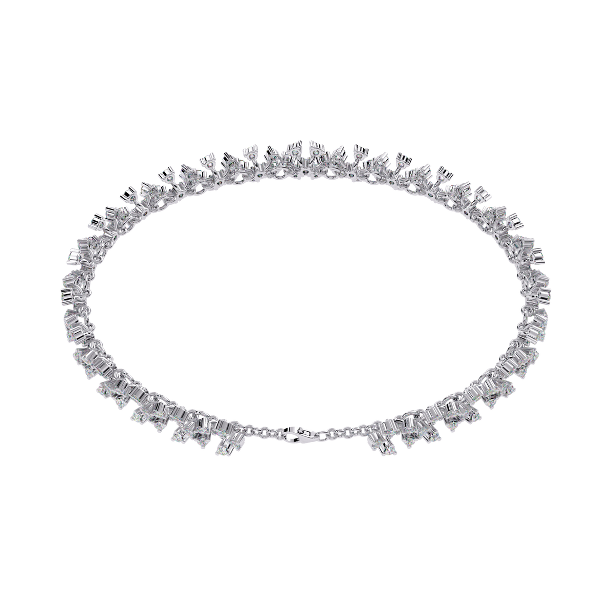 Reverra 14K Blossom Cluster Diamond Tennis Bracelet, CTTW-1.59