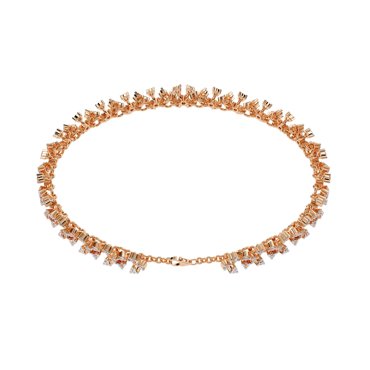 Reverra 14K Blossom Cluster Diamond Tennis Bracelet, CTTW-1.59
