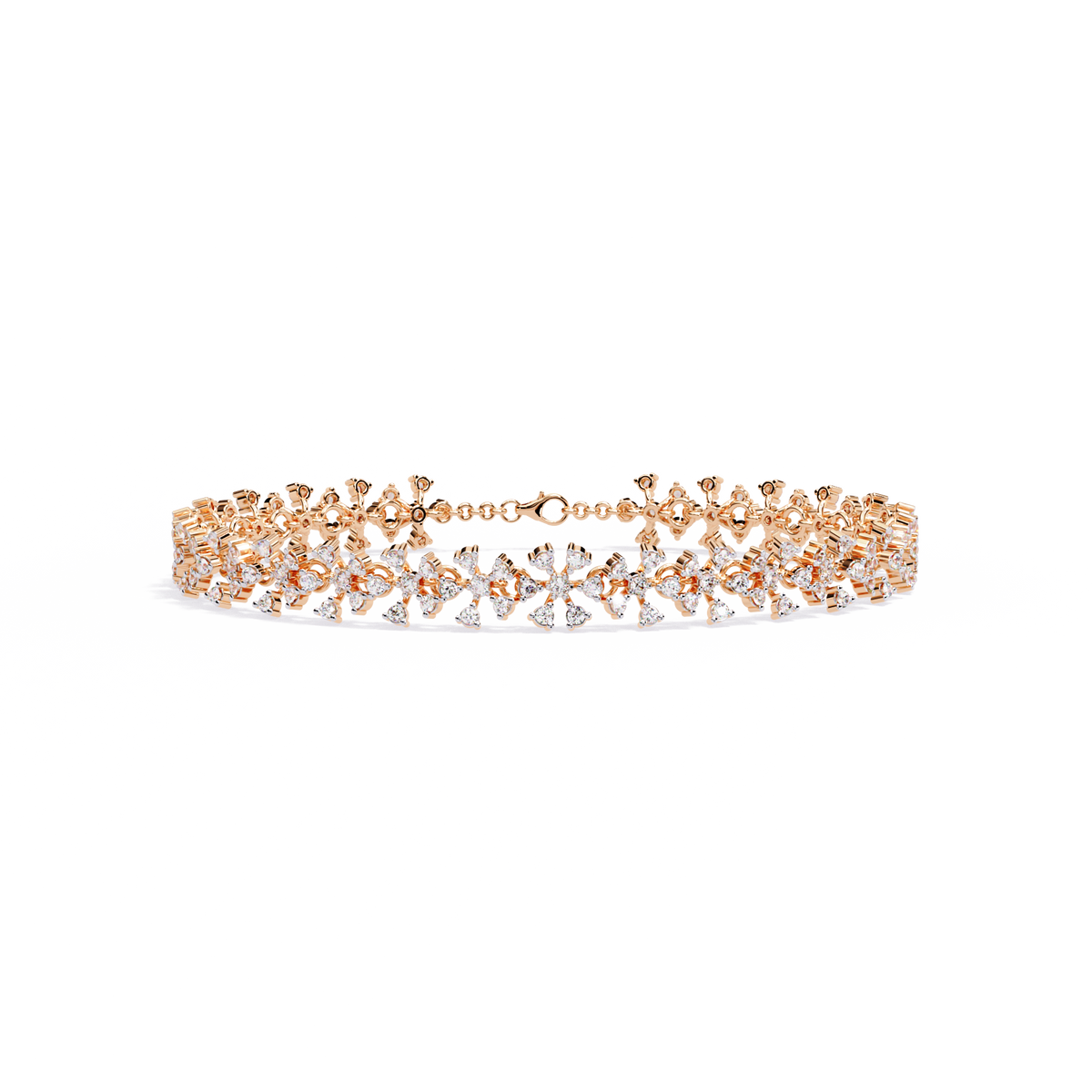 Reverra 14K Blossom Cluster Diamond Tennis Bracelet, CTTW-1.59