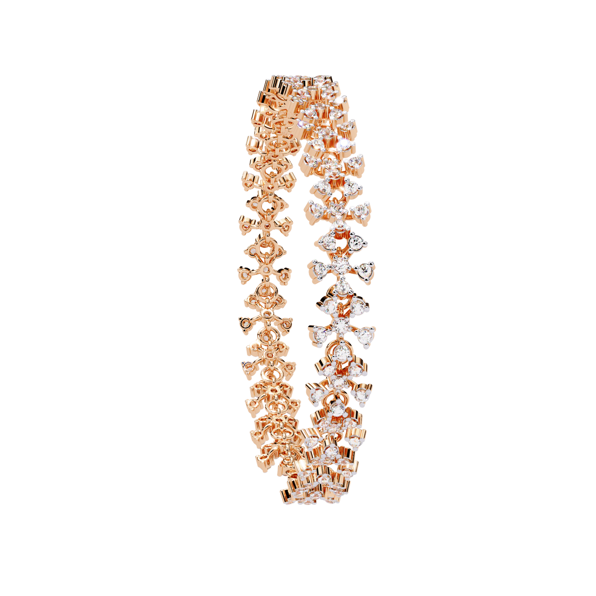 Reverra 14K Blossom Cluster Diamond Tennis Bracelet, CTTW-1.59
