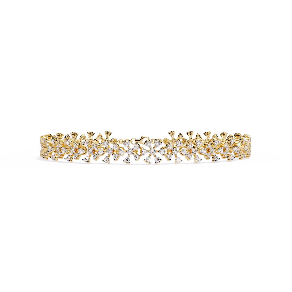 Reverra 14K Blossom Cluster Diamond Tennis Bracelet, CTTW-1.59