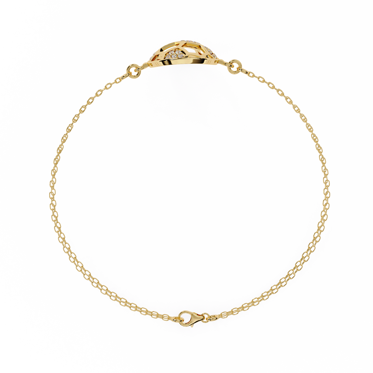 Reverra 14K Hexagon Mesh Diamond Fashion Bracelet, CTTW-0.2