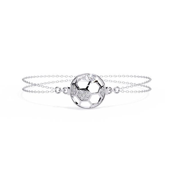 Reverra 14K Gold Round Lab Grown Diamond Hexagon Mesh Fashion Bracelet for Women, CTTW-0.2