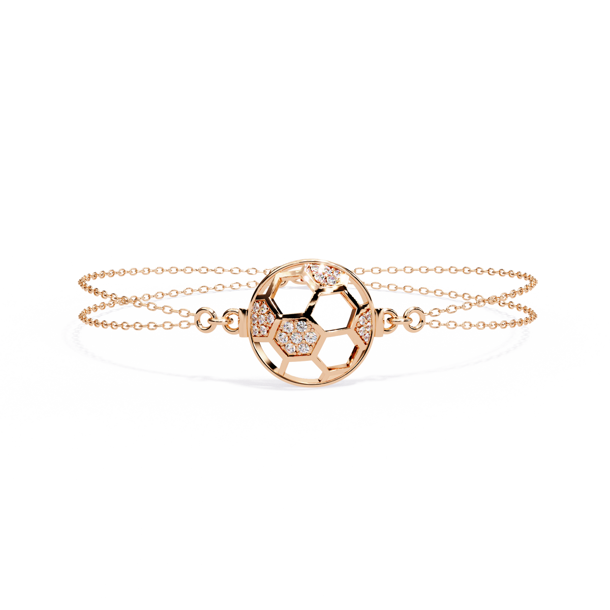 Reverra 14K Gold Round Lab Grown Diamond Hexagon Mesh Fashion Bracelet for Women, CTTW-0.2