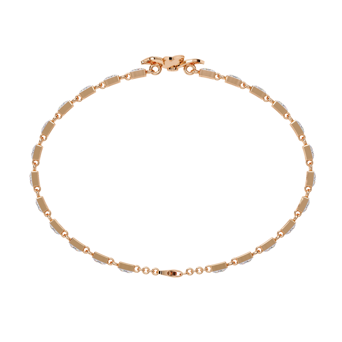 Reverra 14K Floral Center Diamond Tennis Bracelet, CTTW-0.41