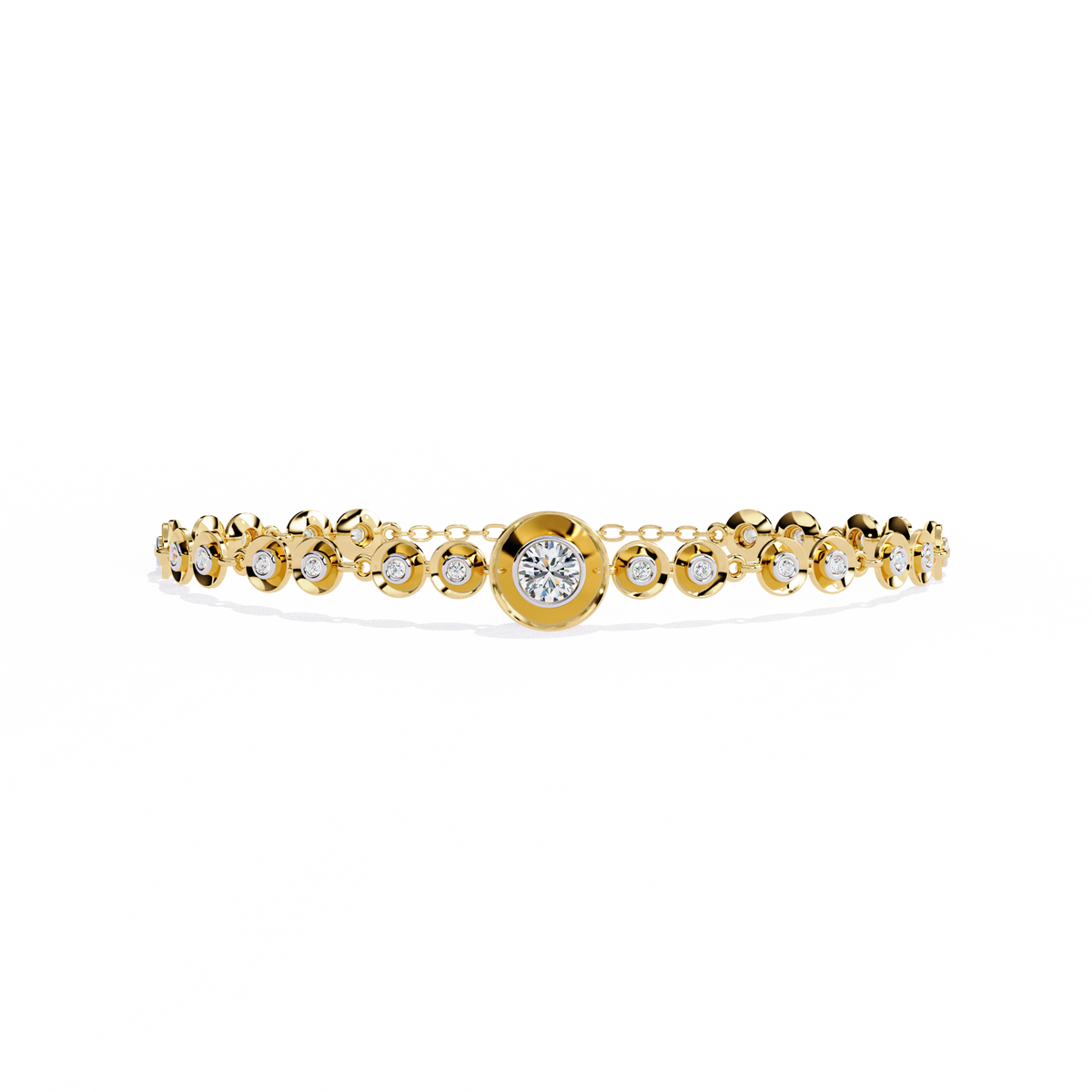 Reverra 14K Bezel Set Round Diamond Tennis Bracelet, CTTW-0.2