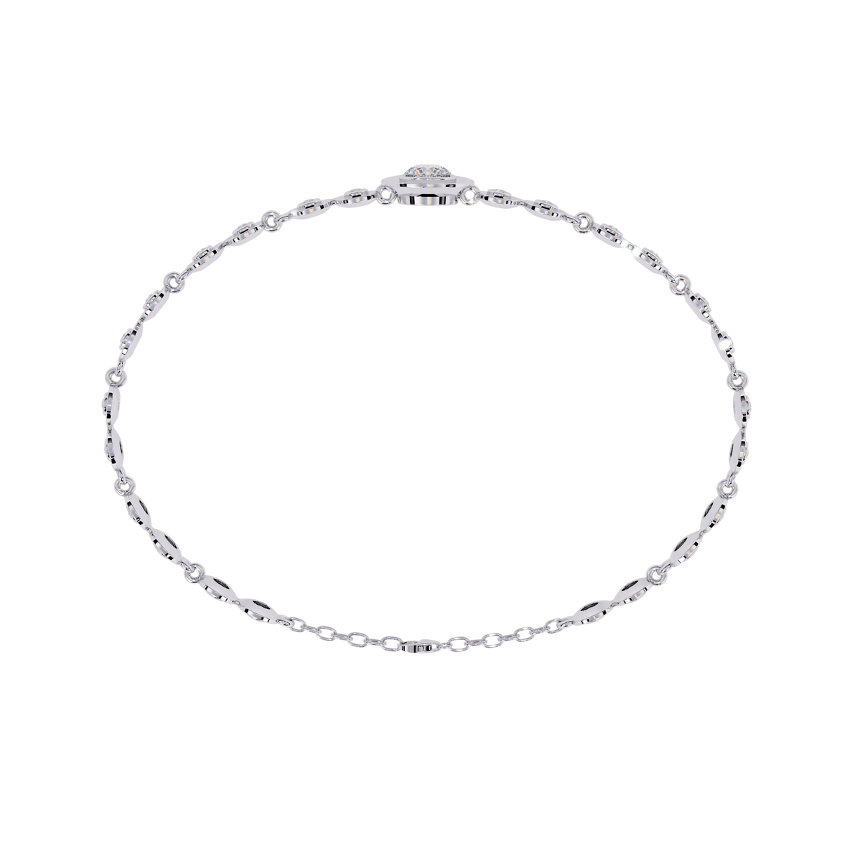Reverra 14K Bezel Set Round Diamond Tennis Bracelet, CTTW-0.2