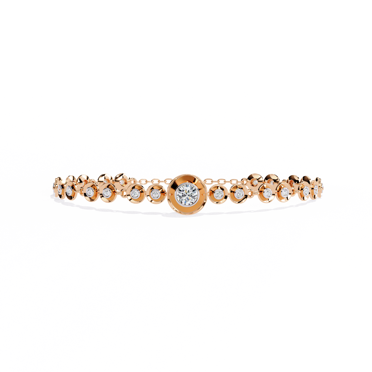 Reverra 14K Bezel Set Round Diamond Tennis Bracelet, CTTW-0.2
