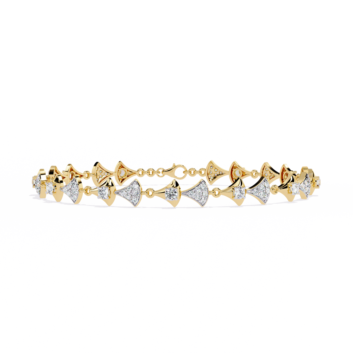 Reverra 14K Fan Motif Diamond Fashion Bracelet, CTTW-1.26