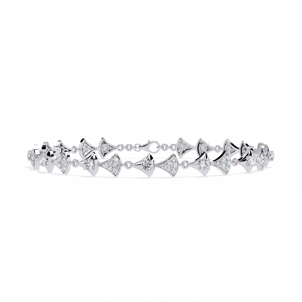 Reverra 14K Fan Motif Diamond Fashion Bracelet, CTTW-1.26