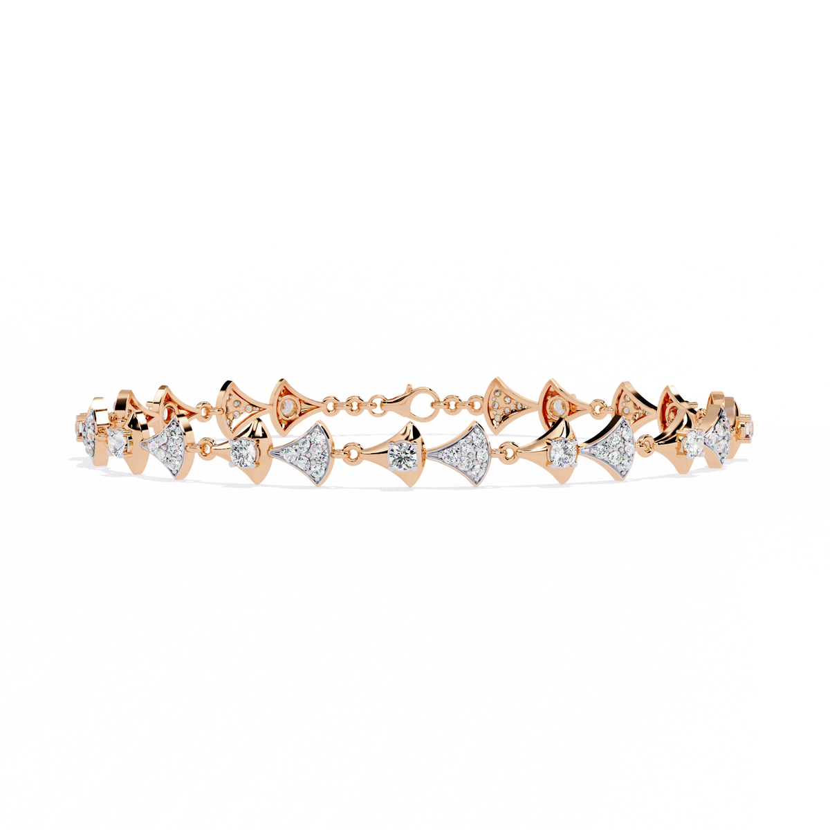 Reverra 14K Fan Motif Diamond Fashion Bracelet, CTTW-1.26