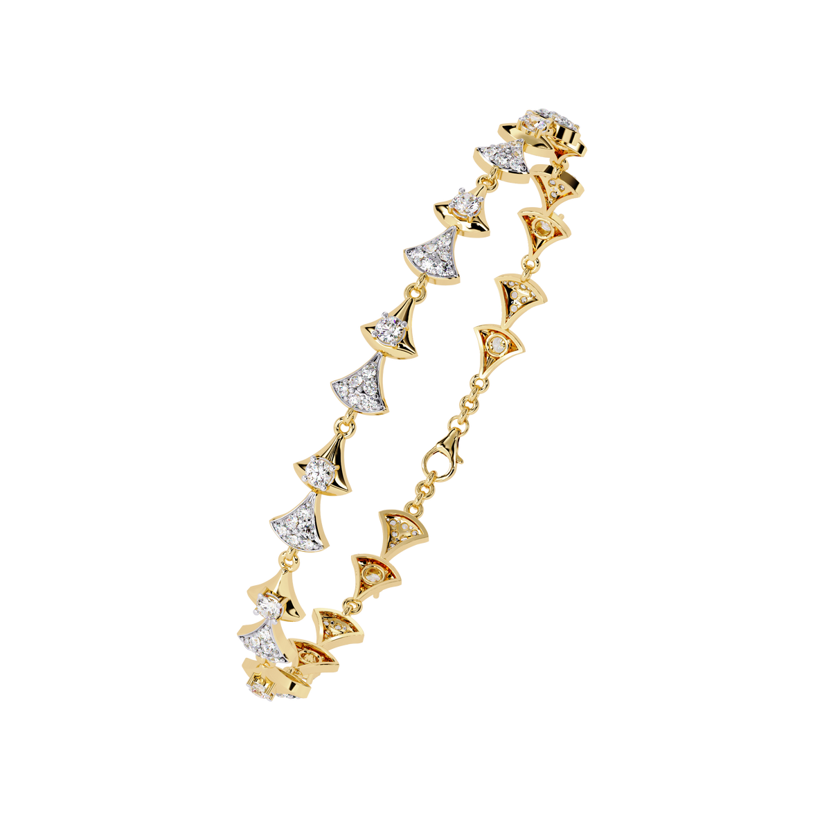 Reverra 14K Fan Motif Diamond Fashion Bracelet, CTTW-1.26