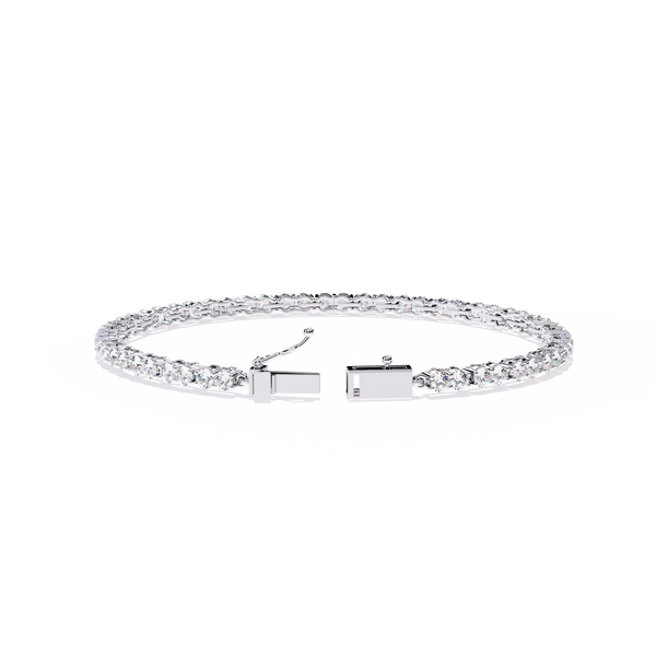 Reverra 14K Gold Round Lab Grown Diamond Link Pattern Tennis Bracelet for Women, CTTW-3.98