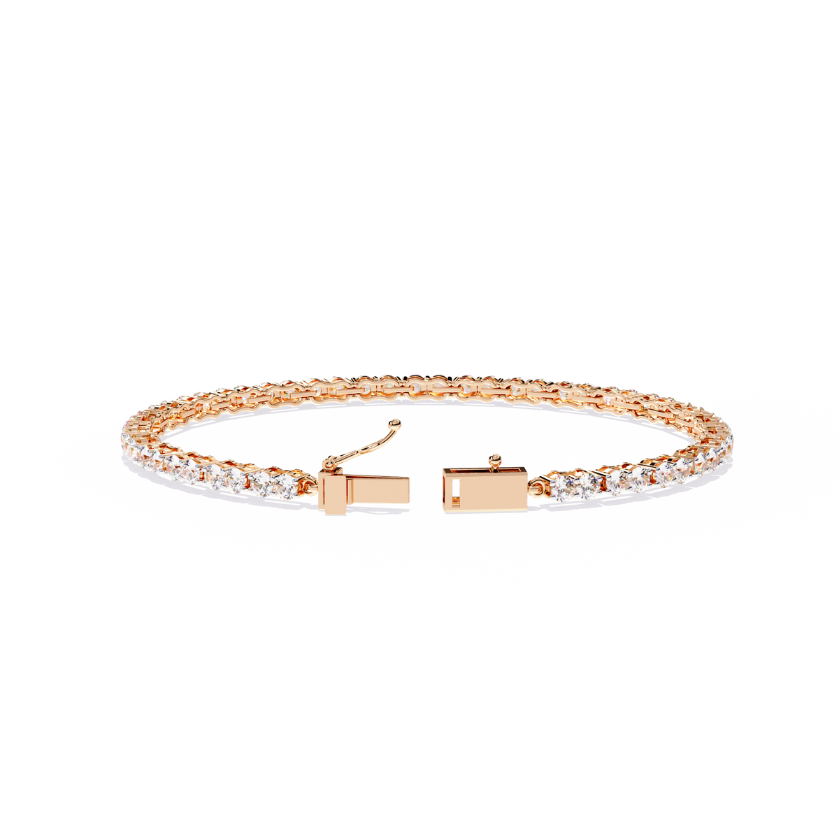 Reverra 14K Link Pattern Diamond Tennis Bracelet, CTTW-3.98