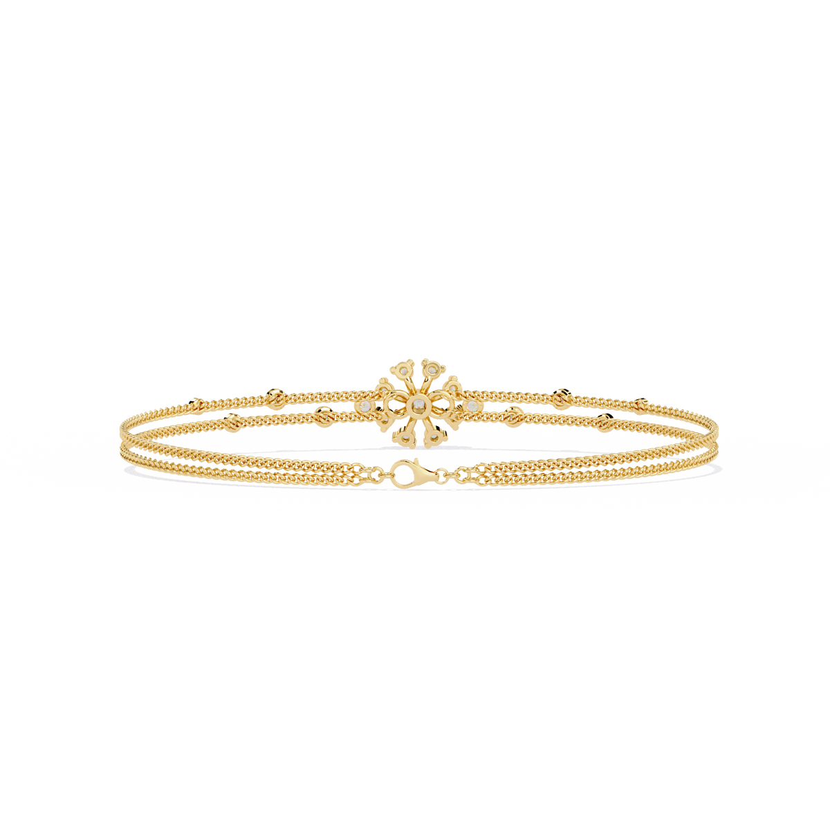 Reverra 14K Floral Charm Diamond Fashion Bracelet, CTTW-0.46